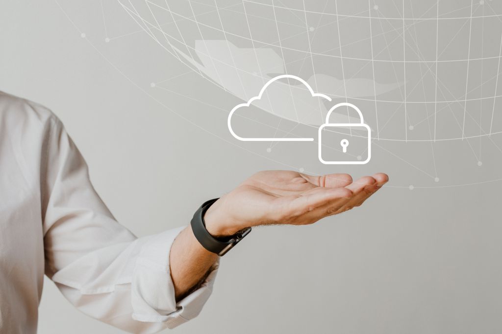 Hand holding cloud system with data protection 1